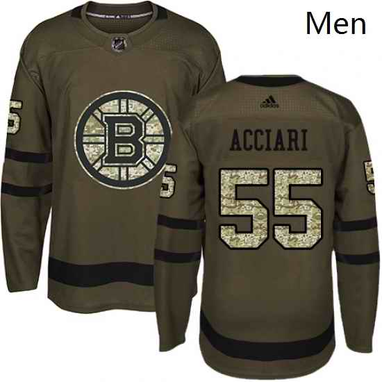 Mens Adidas Boston Bruins 55 Noel Acciari Authentic Green Salute to Service NHL Jersey